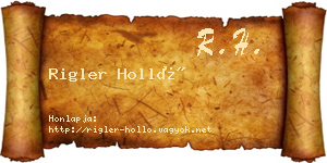 Rigler Holló névjegykártya